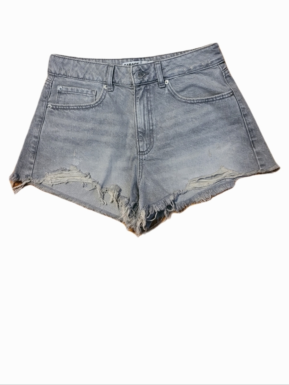 Garage Denim Womens Shorts 5 Gray Distressed Denim Grunge Revival Hot Pants